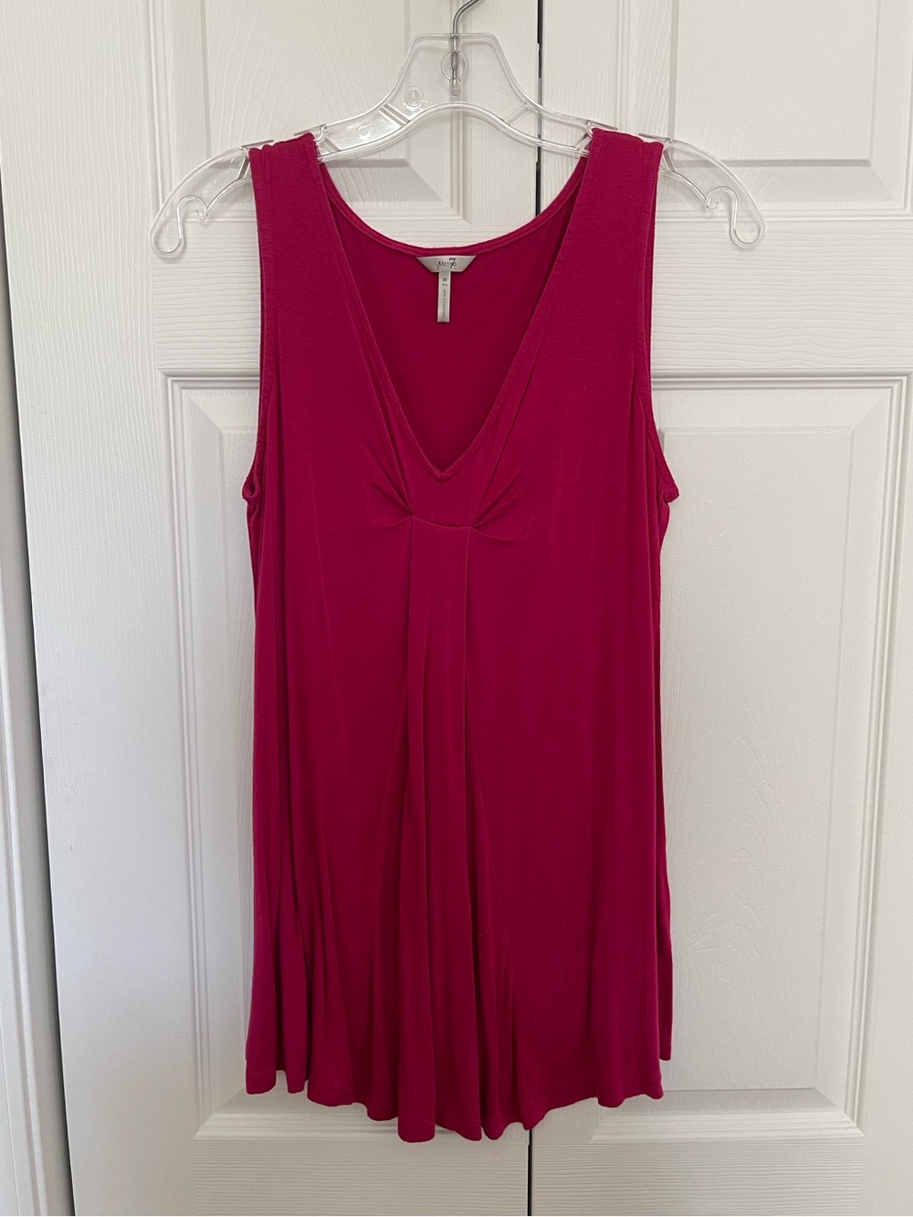 Metro7 Hot Pink V-Neck Pleated Tank Top - Size Medium
